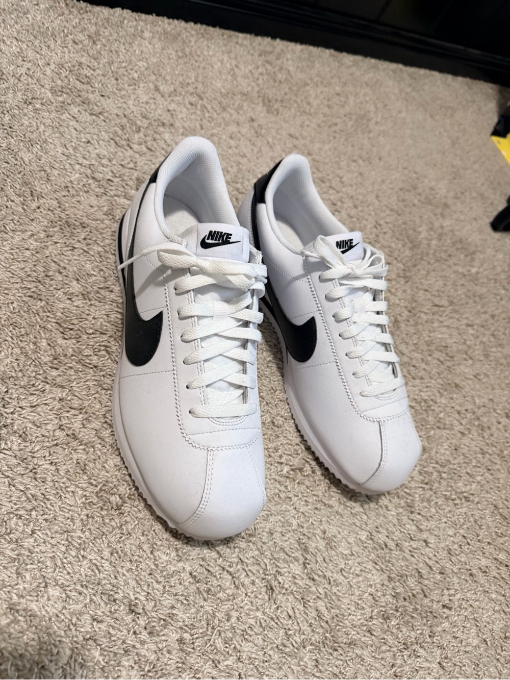 Nike Men's White Sneakers with Black Swoosh